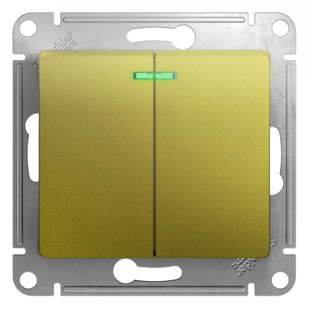 original-10028.jpg Выключатель Systeme Electric Glossa двухклавишный встраиваемый фисташковый с подсветкой (GSL001053) — изображение 1