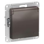 Розетка Systeme Electric AtlasDesign встраиваемая мокко со шторками с крышкой (ATN000646)