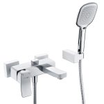 Смеситель для ванны WasserKraft Aller White белый/хром однорычажный с коротким изливом с лейкой (1061W)