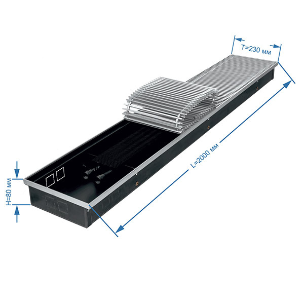 original-1037.jpg Конвектор внутрипольный Gekon Eco с 1 теплообменником 2000х230х80 мм боковое/нижнее подключение — изображение 1