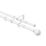 Карниз настенный металлический двухрядный раздвижной 160-300 см d16/19 мм белый (151.208)