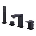 Смеситель на борт ванны Abber Daheim черный однорычажный с лейкой (AF8213B)