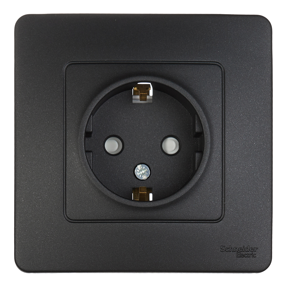 original-11192.jpg Розетка Systeme Electric Blanca встраиваемая антрацит со шторками (BLNRS001116) — изображение 1