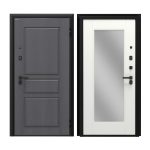 Дверь входная DoorHan Премиум Квадро правая вуддуб графит - малибу белый с зеркалом 880х2050 мм