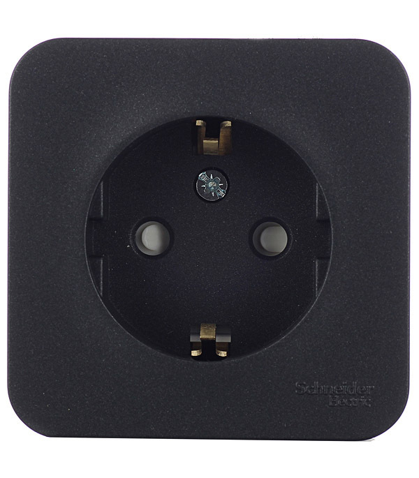 original-11235.jpg Розетка Systeme Electric Blanca накладная антрацит со шторками (BLNRA011116) — изображение 1