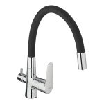 Смеситель для кухни Esko Coral черный/хром с гибким изливом с подключением к фильтру однорычажный (CL 03 B)