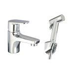 Смеситель для раковины с гигиеническим душем двухрежимным Corsa Deco CX хром однорычажный (FBCXH)