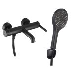 Смеситель для ванны Corsa Deco VX черный матовый однорычажный с коротким изливом с лейкой (FBTVX1B)