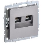 Розетка компьютерная IEK Brite РК10-2-БрС встраиваемая сталь 2хRJ45 (BR-K20-1-K46)