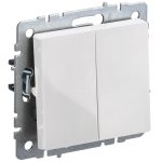 Выключатель IEK Brite ВС10-2-0-БрБ двухклавишный встраиваемый белый (BR-V20-0-10-K01)