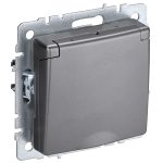 Розетка IEK Brite РСбш10-3-44-БрС встраиваемая сталь со шторками с крышкой (BR-R16-16-44-K46)