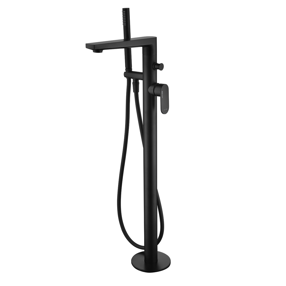 original-12364.jpg Смеситель для ванны напольный WasserKraft Elbe черный однорычажный с коротким изливом с лейкой (7421) — изображение 1