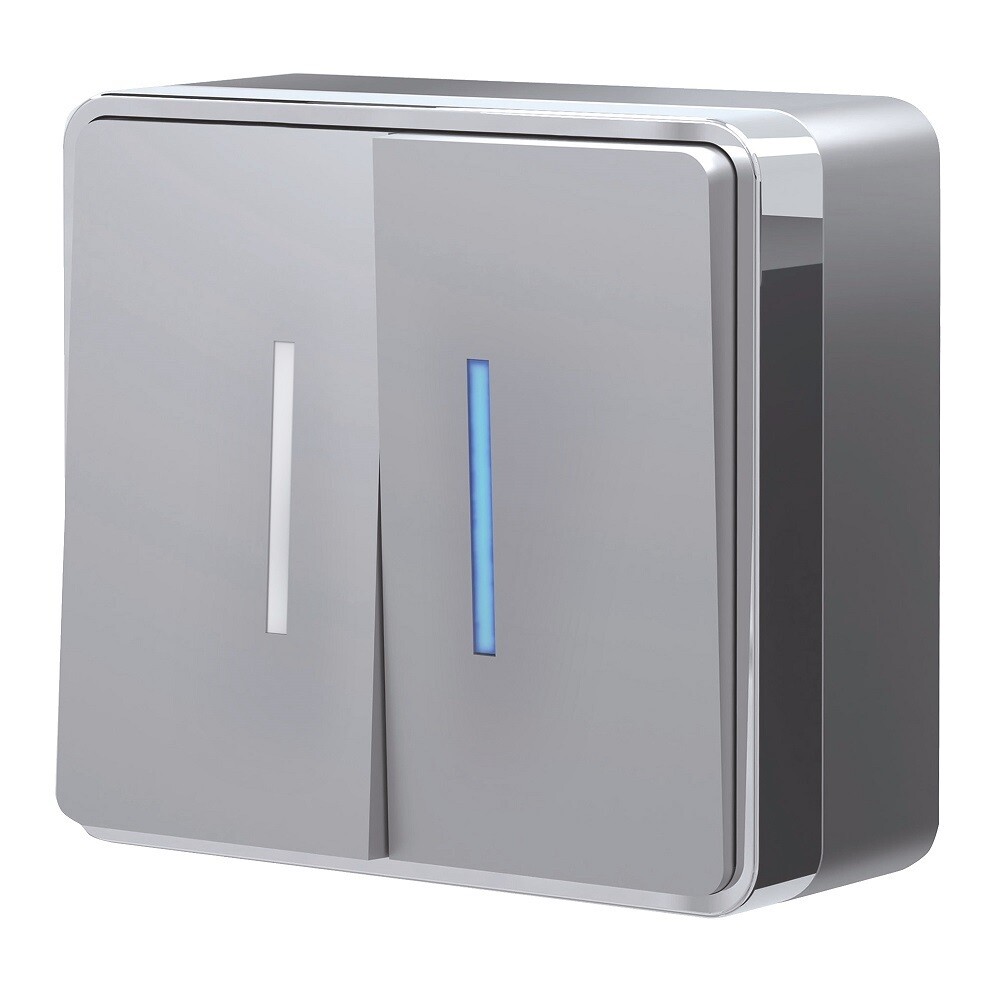 original-12374.jpg Выключатель Werkel Gallant двухклавишный накладной серебряный с подсветкой (a052770) — изображение 1