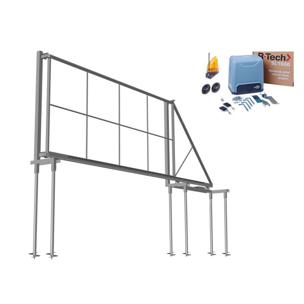 original-12518.jpg Ворота откатные каркас с автоматикой и комплектом под фундамент Классик 4х2 м серые универсальные — изображение 1