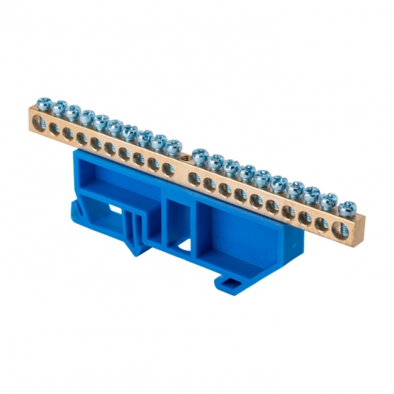 original-12610.jpg Шина нулевая на DIN-изоляторе EKF PROxima 6х9 мм 20 отверстий латунь синяя (20 шт.) (sn0-63-20-d) — изображение 1