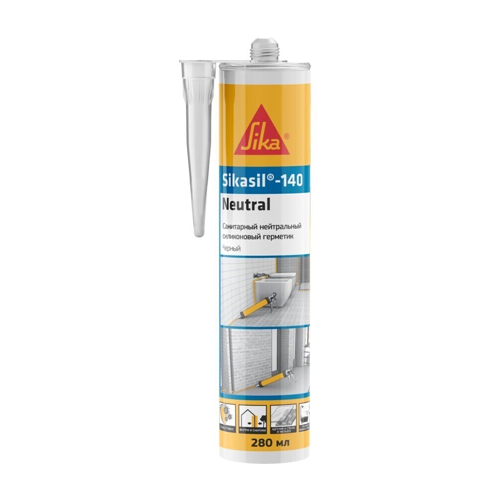 original-12830.jpg Герметик силиконовый нейтральный Sika SIkaSil-140 Neutral черный 280 мл — изображение 1