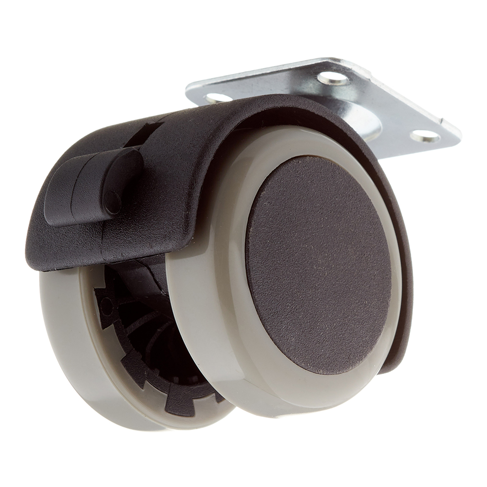 original-12921.jpg Ролик двойной на площадке со стопором d50 мм (серый) — изображение 1