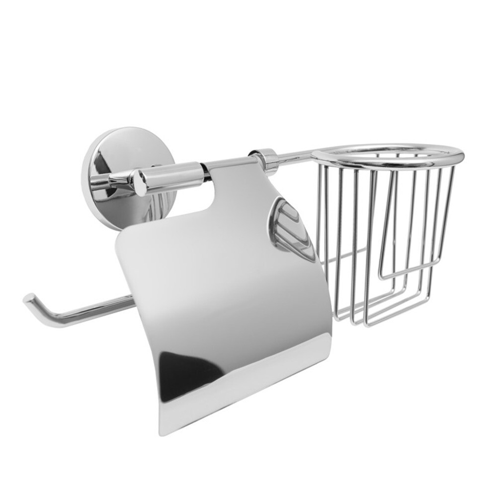 original-13054.jpg Держатель для туалетной бумаги Delphinium с крышкой и корзиной для освежителя металл хром (102060) — изображение 1