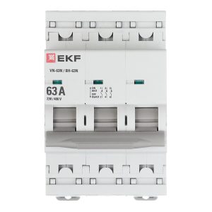 Выключатель нагрузки EKF PROxima ВН-63N 3Р 63А 400 В на DIN-рейку (S63363)