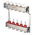 Коллекторная группа с расходомерами Rommer 1 ВР(г) х 5 выходов 3/4 НР(ш) ЕК х 1 ВР(г)