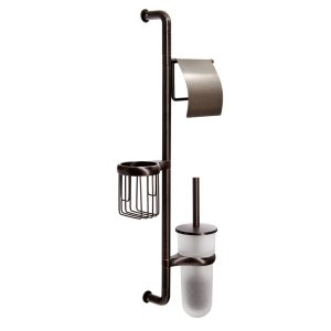 Стойка с бумагодержателем и ершом WasserKraft стекло/металл бронза