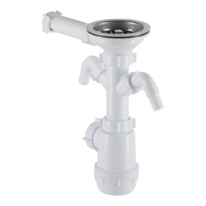 Сифон для мойки АНИ пласт 3 1/2х40 мм с выпуском d115 мм с переливом с соединением 40 мм (A0146SDIY)