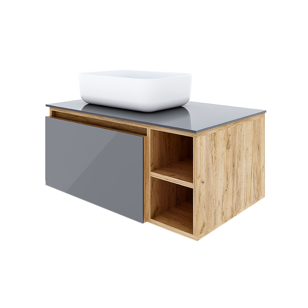 original-13676.jpg Тумба под раковину Ulitka Colombina 80 см подвесная кварц/дуб золотой (74104282) — изображение 1