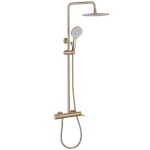 Душевая система Abber Emotion с верхним душем с лейкой со смесителем золото матовое (AF8816G)