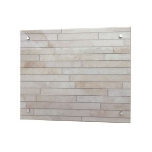 Панель стеновая закаленное стекло для кухни 500х600х4 мм кирпичи из мрамора