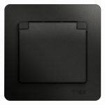 Розетка Systeme Electric Glossa встраиваемая антрацит со шторками с крышкой (GSL000746)