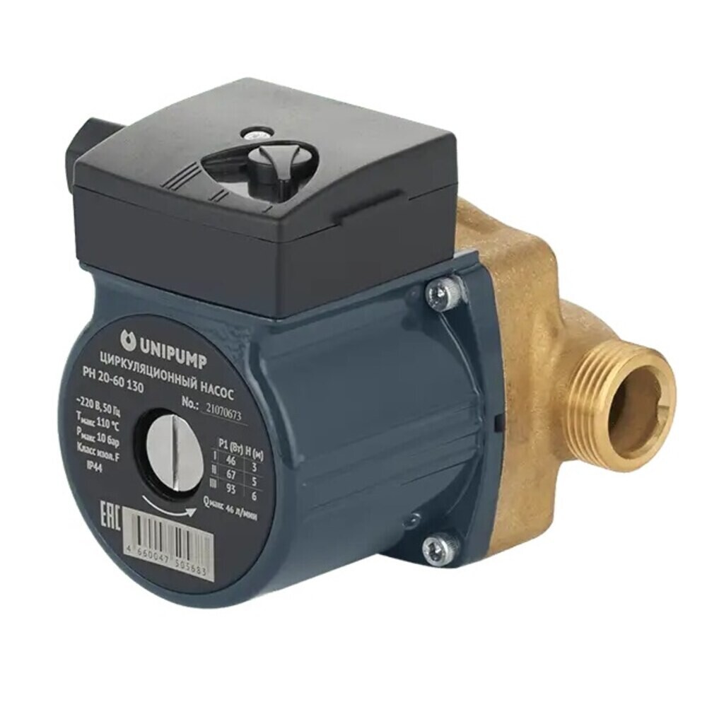 original-14434.jpg Циркуляционный насос для систем ГВС UNIPUMP PН 20-60 DN20 подъем 6 м 130 мм с гайками (66193) — изображение 1