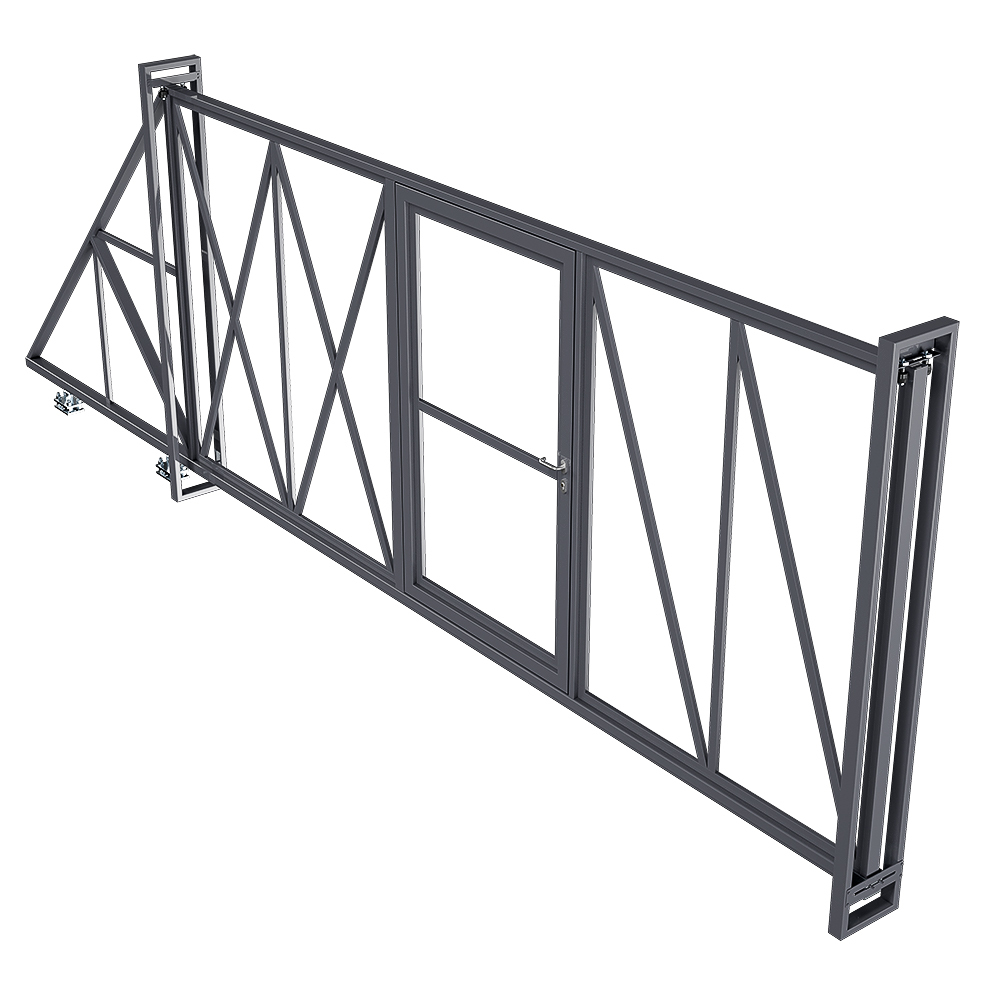 original-14509.jpg Ворота откатные каркас с комплектом под автоматику Премиум 4,5х2 м с калиткой графитовый серый RAL 7024 левые — изображение 1