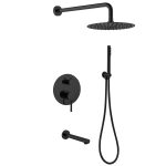 Душевая система Abber Emotion встраиваемая с верхним душем с лейкой со смесителем черная матовая (AF8817B)
