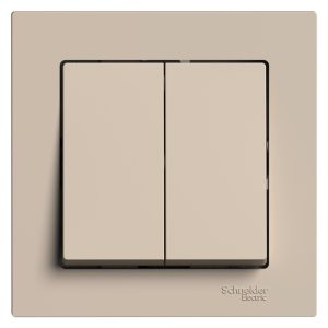 Выключатель Systeme Electric AtlasDesign двухклавишный встраиваемый песочный (ATN001252)