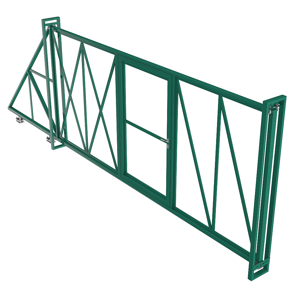 original-15284.jpg Ворота откатные каркас с комплектом под автоматику Премиум 4,5х2 м с калиткой зеленые RAL 6005 правые — изображение 1