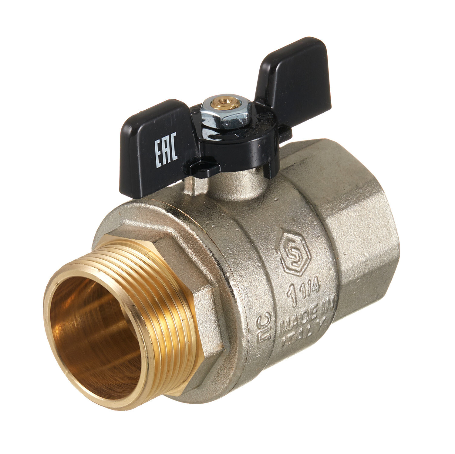 original-16091.jpg Кран шаровой латунный Stout SVB 1 1/4 ВР(г) х 1 1/4 НР(ш) полнопроходной бабочка прямой (SVB-0004-200032) — изображение 1