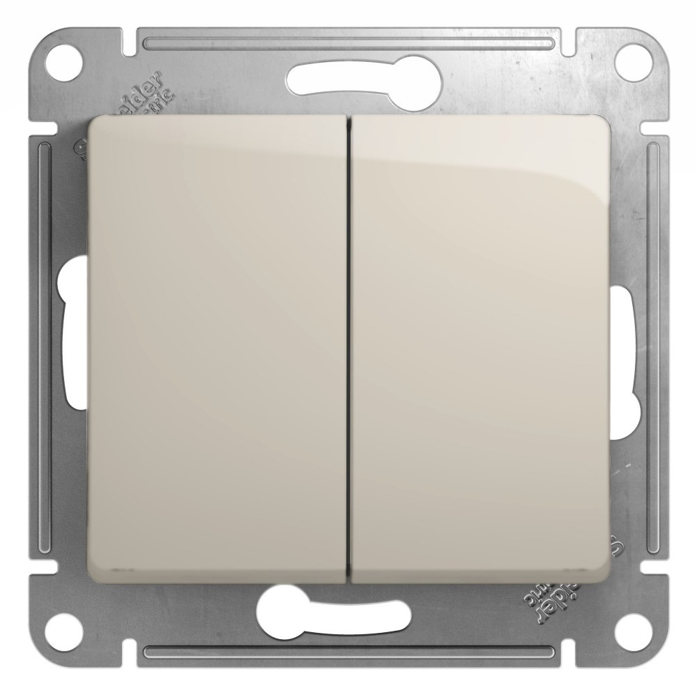 original-16646.jpg Переключатель Systeme Electric Glossa двухклавишный встраиваемый молочный (GSL000965) — изображение 1