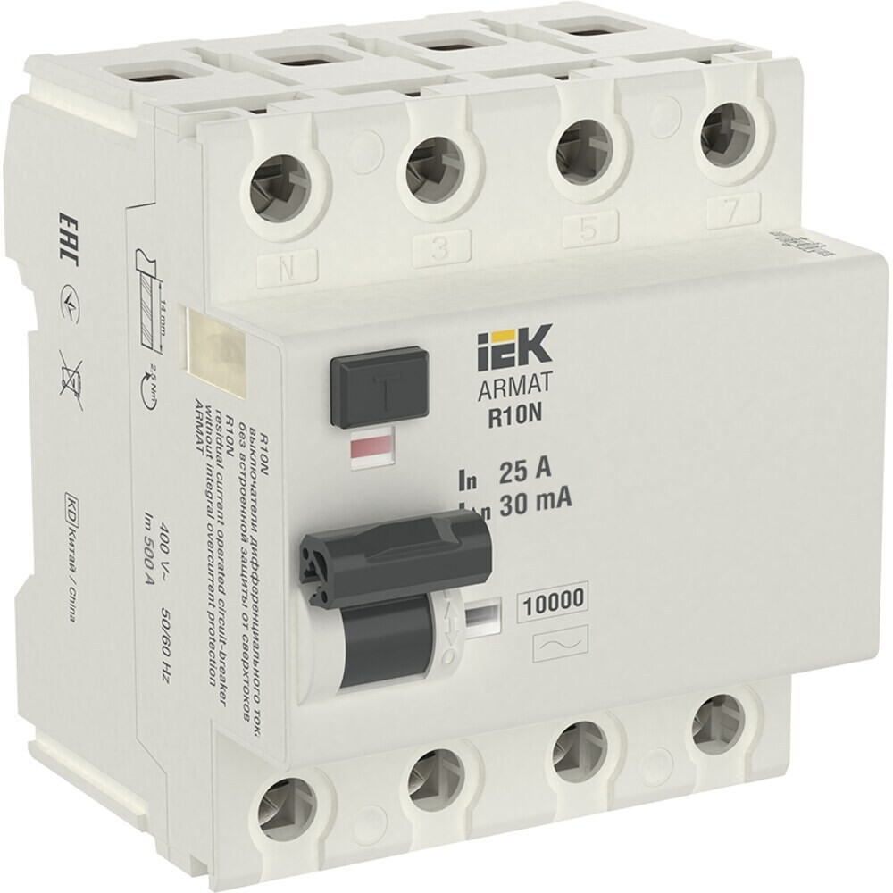original-16866.jpg УЗО IEK Armat R10N 25А 4P тип AC 30 мА 10 кА (AR-R10N-4-025C030) — изображение 1