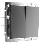 Выключатель Werkel двухклавишный встраиваемый графит матовый проходной (a063100)