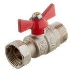 Кран шаровой латунный Valtec 3/4 ВР(г) х 3/4 НР(ш) проходной бабочка с накидной гайкой прямой (VT.260.N.0505)