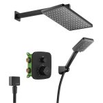 Душевая система Swedbe Platta встраиваемая с верхним душем с лейкой со смесителем черная (5565B)