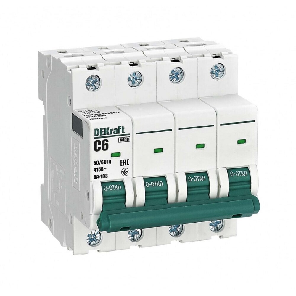 original-17946.jpg Автоматический выключатель модульный Dekraft ВА-103 4P 6А 6 кА 415 В (12317DEK) — изображение 1