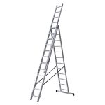 Лестница алюминиевая трансформер трехсекционная 12 ступеней Hesler бытовая
