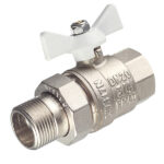 Кран шаровой латунный Valtec Base 3/4 ВР(г) х 3/4 НР(ш) бабочка с полусгоном прямой (VT.227.NW.05)