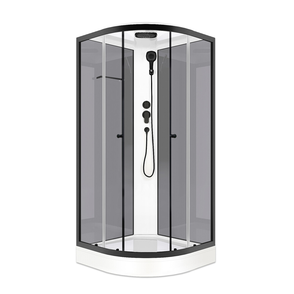 original-18305.jpg Душевая кабина Domani-Spa Delight Slim 80х80х218 см стекло прозрачное 4 мм с низким поддоном полукруг — изображение 1