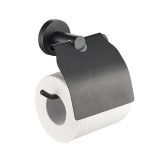 Держатель для туалетной бумаги Zenfort 20586 с крышкой металл черный (102030)