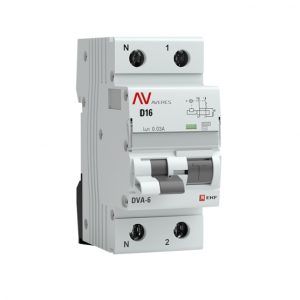 Автомат дифференциальный EKF Averes DVA-6 16А 1P+N тип AC 30 мА 6 кА (rcbo6-1pn-16D-30-ac-av)