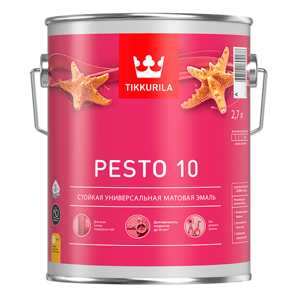 original-19131.jpg Эмаль алкидная Tikkurila/Tikkivala Pesto 10 база A матовая 2,7 л — изображение 1