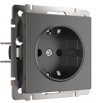 Розетка Werkel встраиваемая графит рифленый со шторками (a050750)