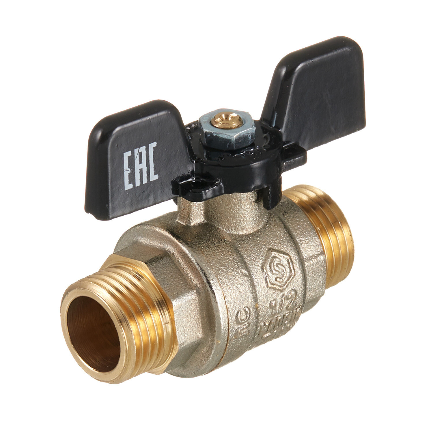 original-1952.jpg Кран шаровой латунный Stout SVB 1/2 НР(ш) х 1/2 НР(ш) полнопроходной бабочка прямой (SVB-0006-200015) — изображение 1